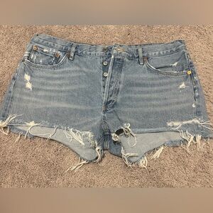 Agolde Light Blue Distressed Shorts